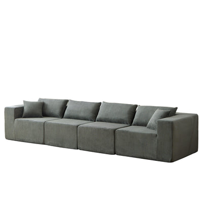 104-Inch Corduroy Modular L Shaped Sectional Sofa,Floor Couch Set,Foam-Filled Compressed Sofa,4 PC Free Combination