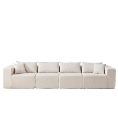 104-Inch Corduroy Modular L Shaped Sectional Sofa,Floor Couch Set,Foam-Filled Compressed Sofa,4 PC Free Combination