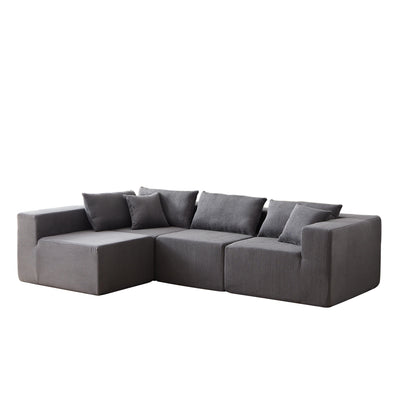 104-Inch Corduroy Modular L Shaped Sectional Sofa,Floor Couch Set,Foam-Filled Compressed Sofa,4 PC Free Combination