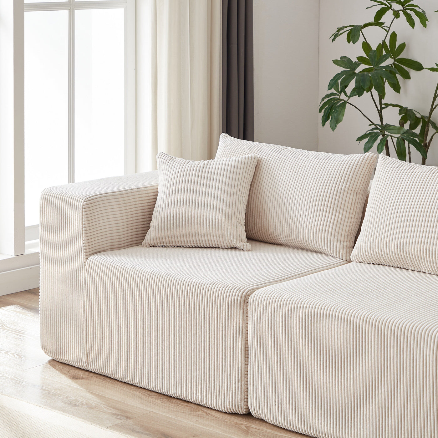 104-Inch Corduroy Modular L Shaped Sectional Sofa,Floor Couch Set,Foam-Filled Compressed Sofa,4 PC Free Combination