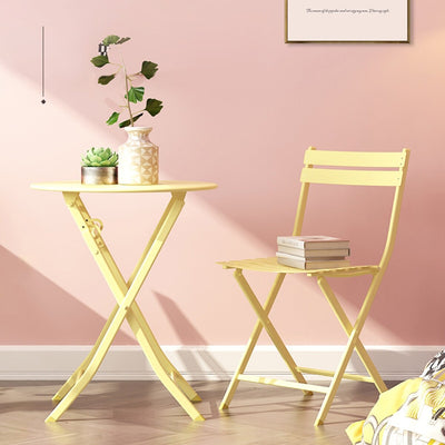 3-Piece Minimalist Patio Bistro Set of Foldable Round Table & Chairs - 3-Piece-Patio-Bistro-Set