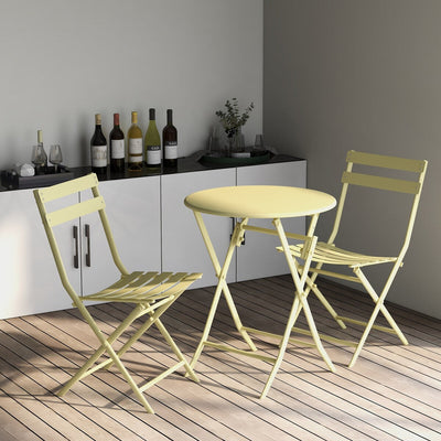 3-Piece Minimalist Patio Bistro Set of Foldable Round Table & Chairs - 3-Piece-Patio-Bistro-Set