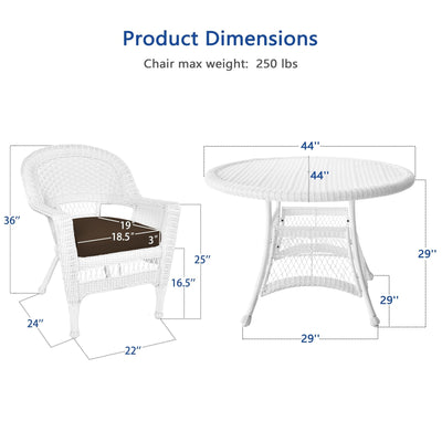 5-piece White Resin Wicker Dining Set