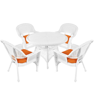 5-piece White Resin Wicker Dining Set