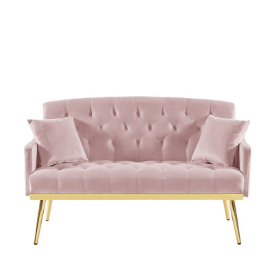 55.5 Velvet 2-Seater Sofa with 2 Pillows, Contemporary Design, and Easy Assembly