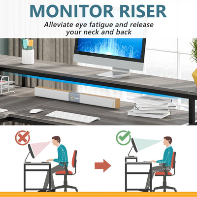 L Shaped Desk with Monitor Shelf, Reversible Corner Computer Desk for Office Home 69