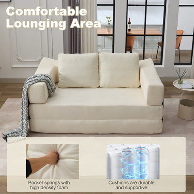 70.87 Upholstered Convertible Sleeper Sofa, Convertible Chair Floor Couch Comfy Sofa for Living Room, Bedroom, Chenille Fabric