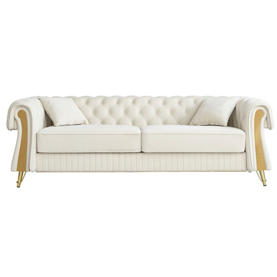 89 Velvet 3-Seater Sofa Sofa with Two Seat Cushions and Two Toss Pillows