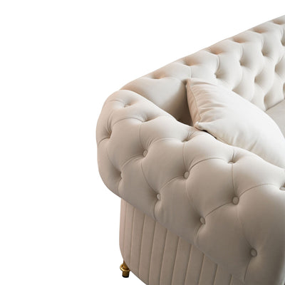 89 Velvet 3-Seater Sofa Sofa with Two Seat Cushions and Two Toss Pillows