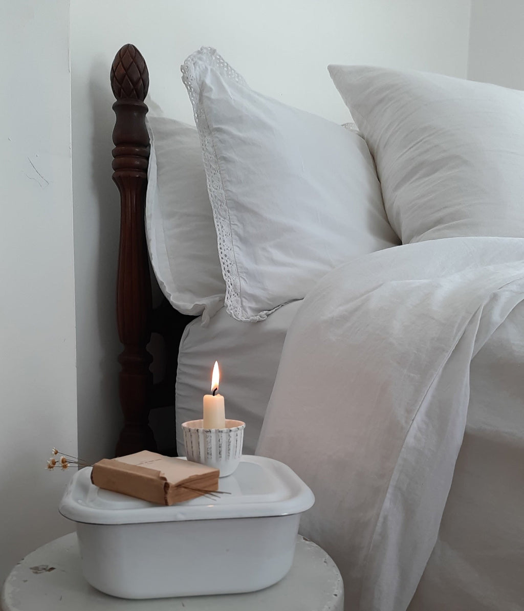 Aged White Taper Candle Cup