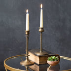 Aged Brass Finish Taper Candle Holder Set