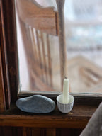 Aged White Taper Candle Cup