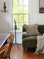 Rustic Linen Block Print and Ruffles Pillow Cover