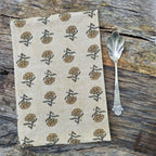 Block Print Mustard Flowers Tablecloth and Napkin Collection