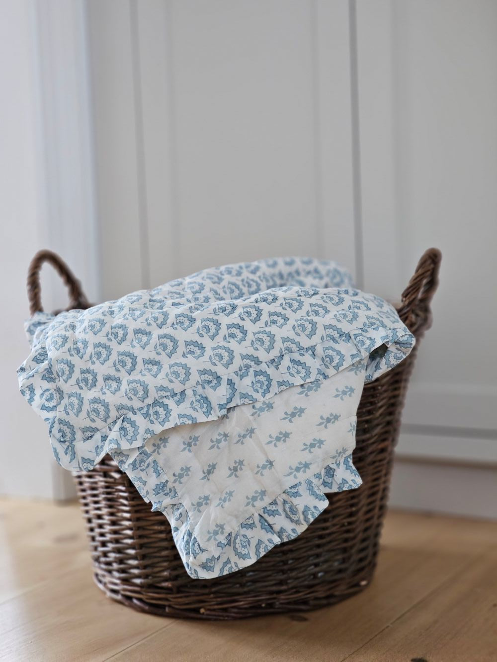 Block Print and Ruffles Double-Sided Throw Blanket