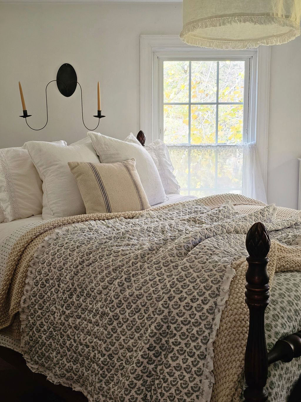 Block Print and Ruffles Double-Sided Throw Blanket