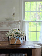 Paper Bow Garland with Blue Floral Design