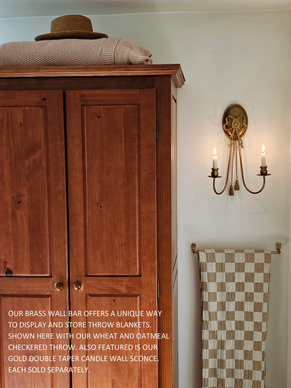 Gold Double Taper Candle Wall Sconce