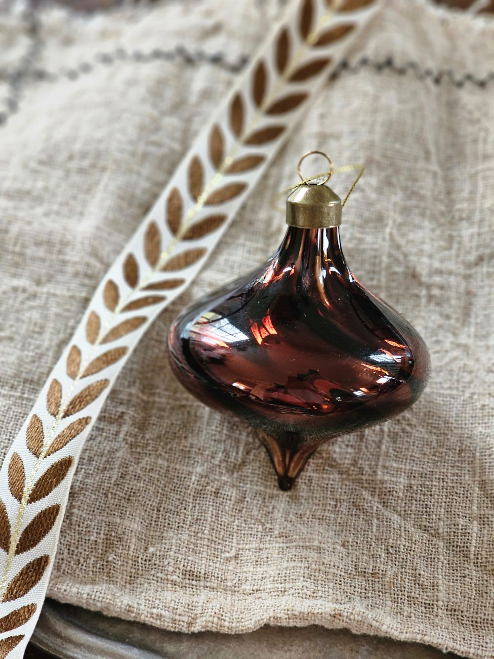 Bronze Glass Teardrop Ornament