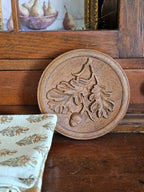 Carved Wood Acorn Wall Plaque