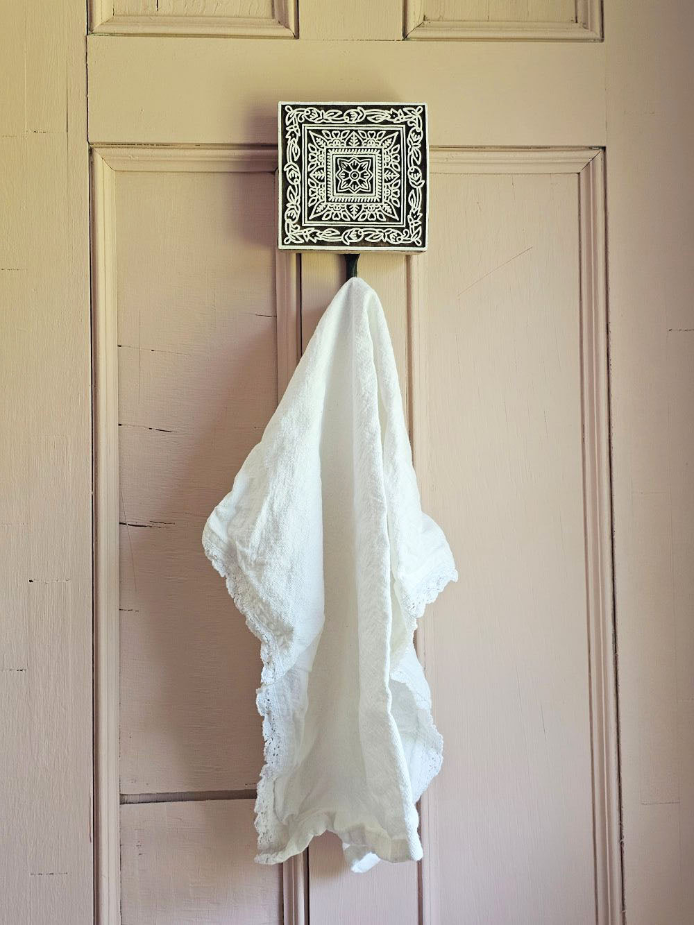 Carved Wood Print Block Hook