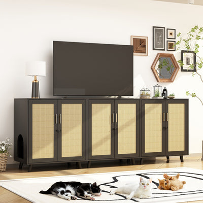 Cat Litter Box Enclosure Cat House Side Table Door Cabinet Bookcase