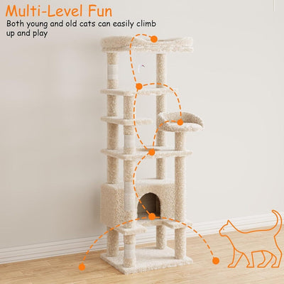 Cat Tree, Multi-Level Cat Tower Condo with Scrating Post