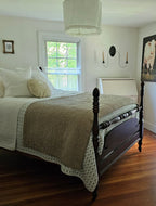 Charcoal Ticking Stripe Quilt