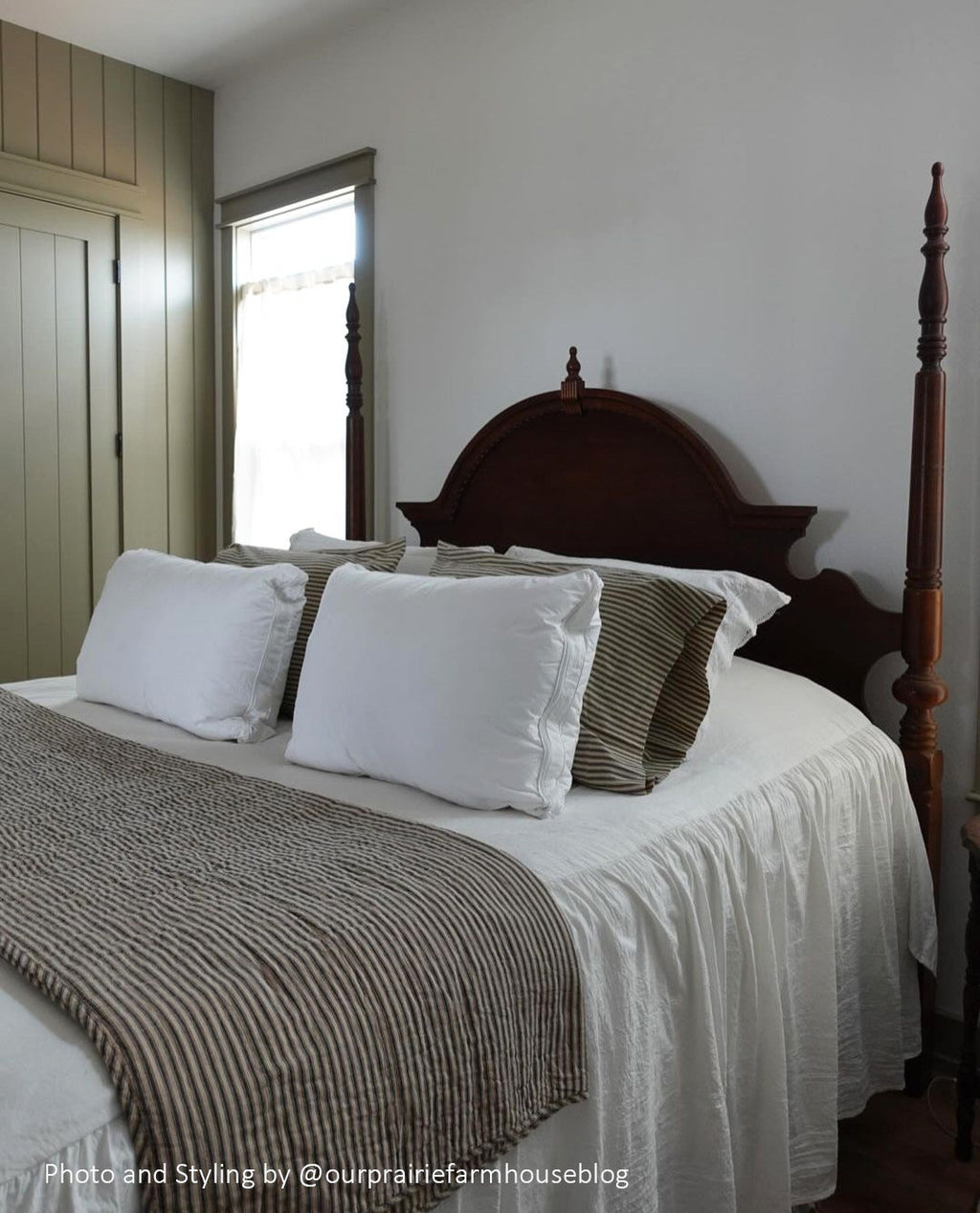 Charcoal Ticking Stripe Quilt