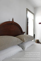 Charcoal Ticking Stripe Pillow Case Set