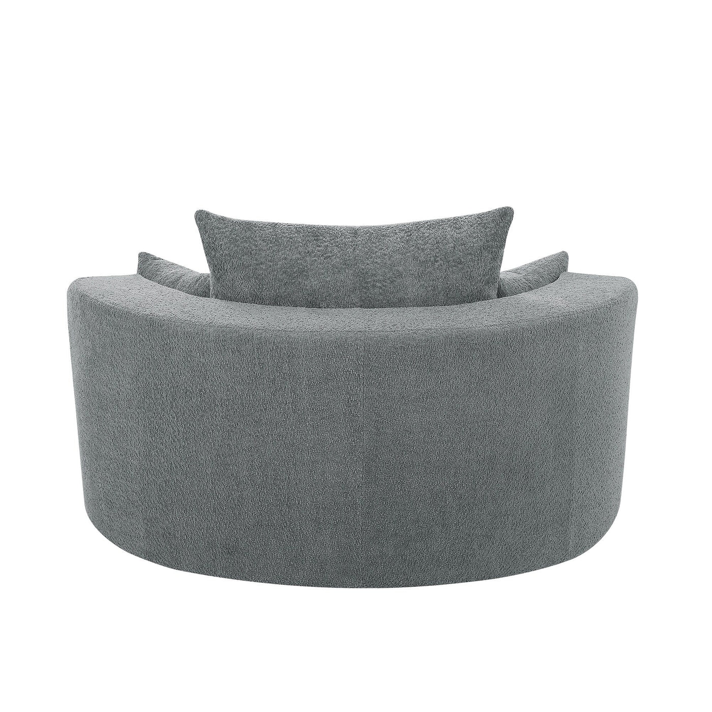 Chenille Accent Barrel Chair Lounge Chair, Round Sofa Chair Armchair with 360-Degree Swivel Base and 3 Removable Pillows
