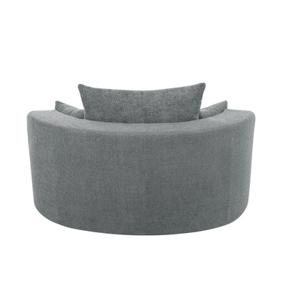 Chenille Accent Barrel Chair Lounge Chair, Round Sofa Chair Armchair with 360-Degree Swivel Base and 3 Removable Pillows