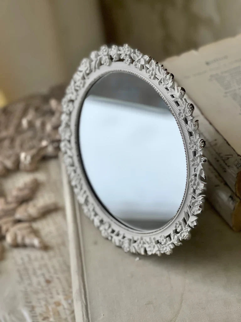 Chippy White Floral Detail Mirror