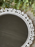 Chippy White Floral Detail Mirror