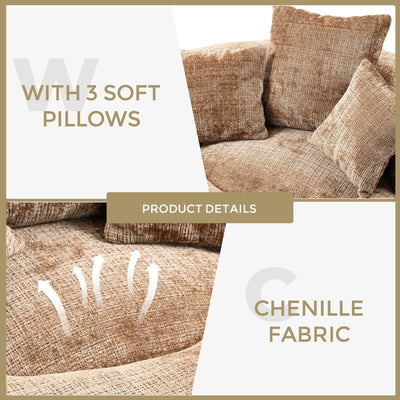 Coffee Oversized 42.52 Chenille Lazy Bean Bag Single Sofa with Three Pillows for Bedroom