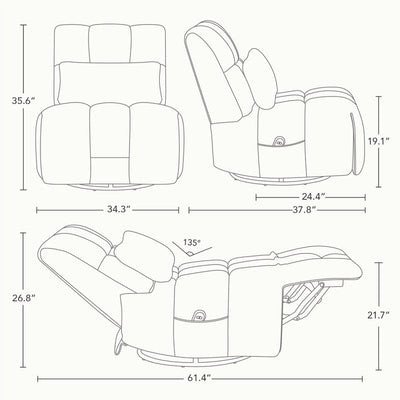 Cole Power Recliner Chair Swivel Glider with Lumbar Support