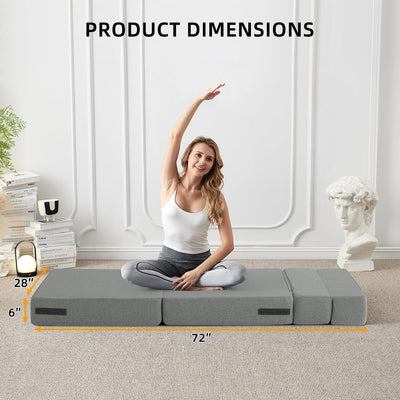 Convertible Folding Sofa Bed - Modern Linen Sleeper Chair with Pillow & Foldable Mattress for Living Room/Dorm/Guest
