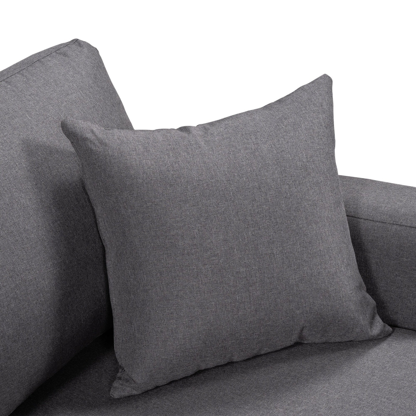 Convertible L-Shaped Sectional Sofa with Pull-Out Bed and Storage Space, 2 Tossing Cushions