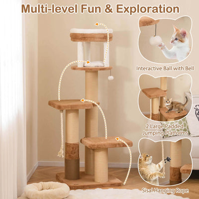 Costway 65 Tall Cat Tree for Indoor with Self-groomer Padded Perch - See Details