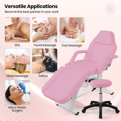 Costway 72 Massage Bed with Hydraulic Stool Adjustable Backrest &