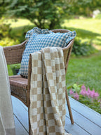 Cottage Blue Gingham and Ruffles Pillow