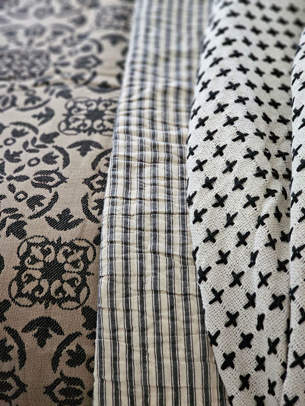 Cross Stitched Reversible Throw Blanket