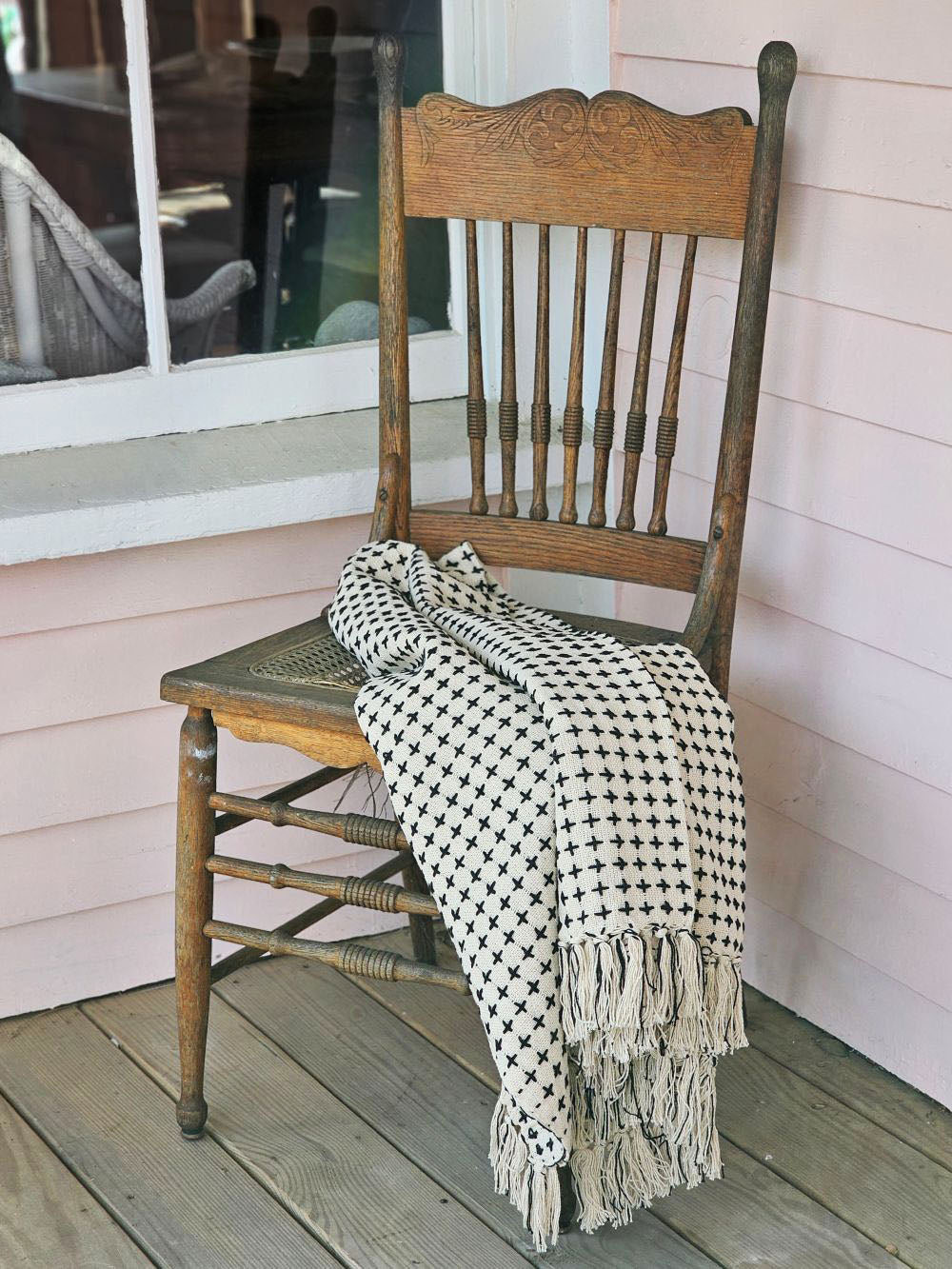 Cross Stitched Reversible Throw Blanket