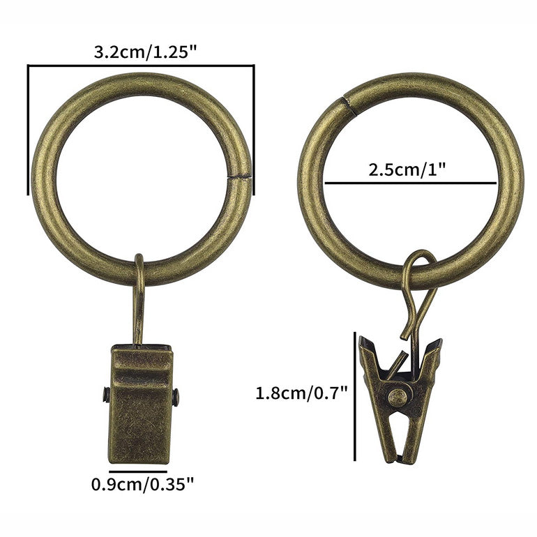 Curtain Ring Clips, Antiqued Brass