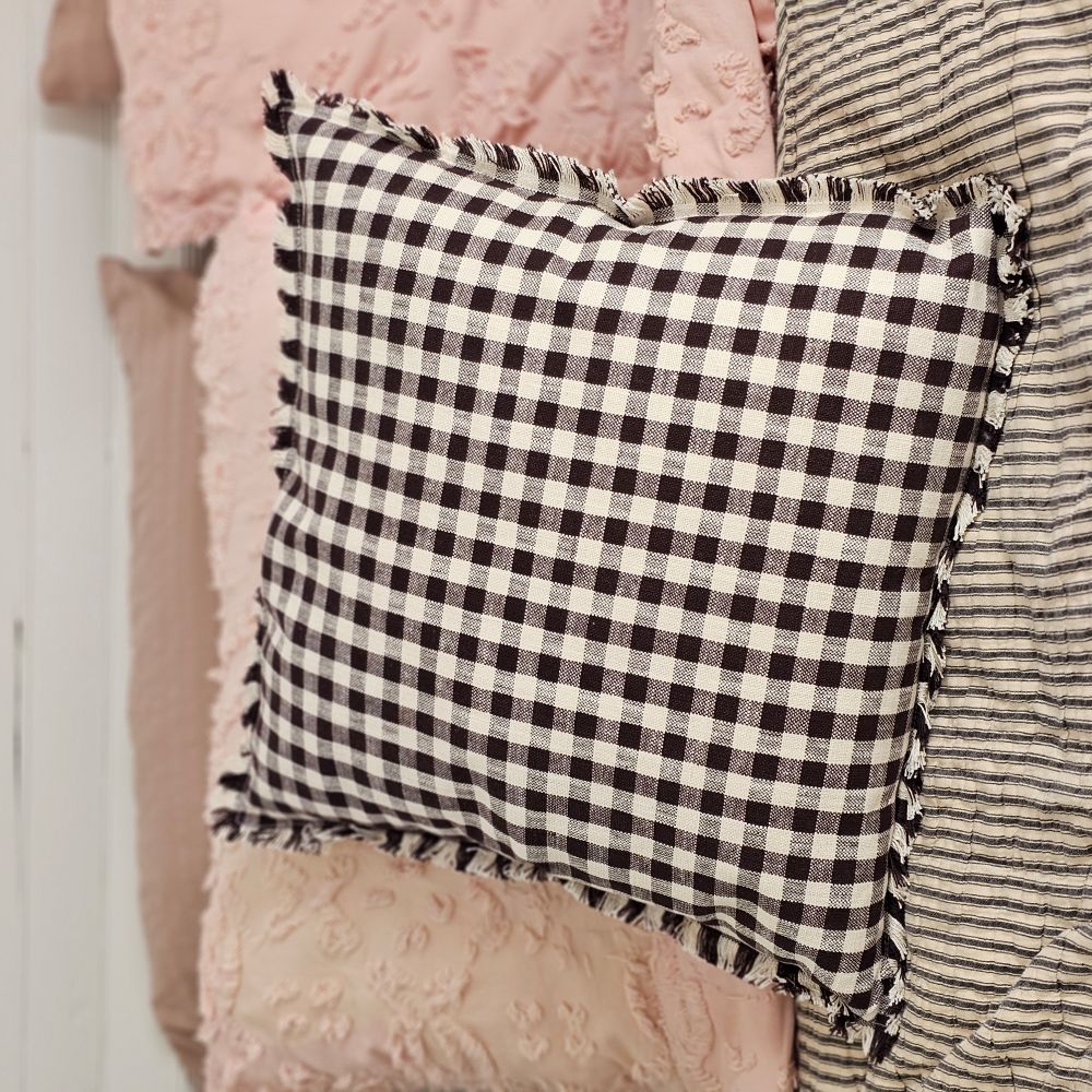 Dark Brown Gingham Pillow