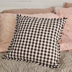 Dark Brown Gingham Pillow