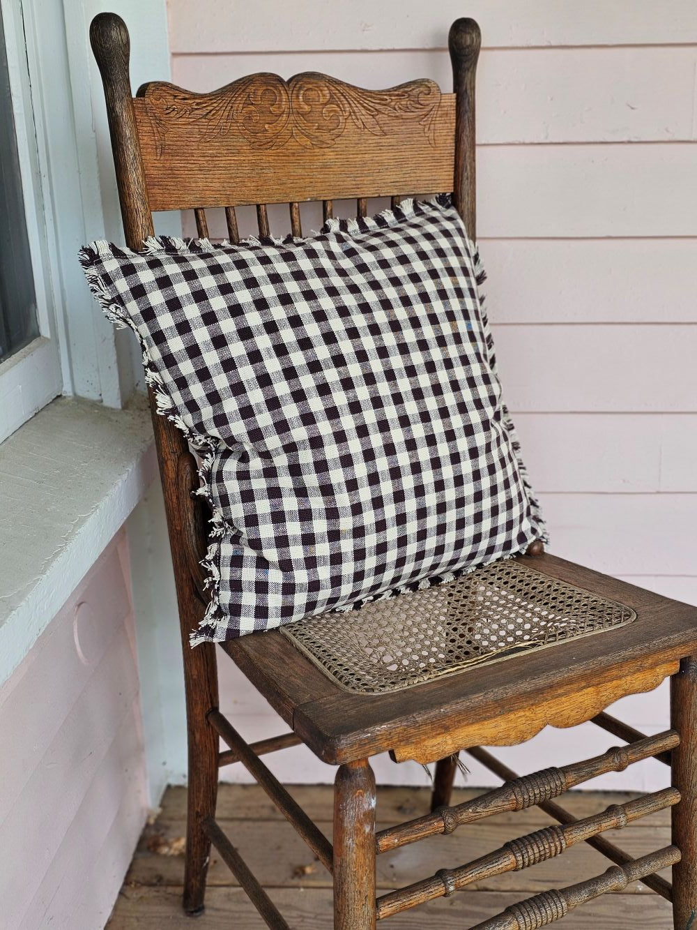 Dark Brown Gingham Pillow