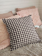 Dark Brown Gingham Pillow