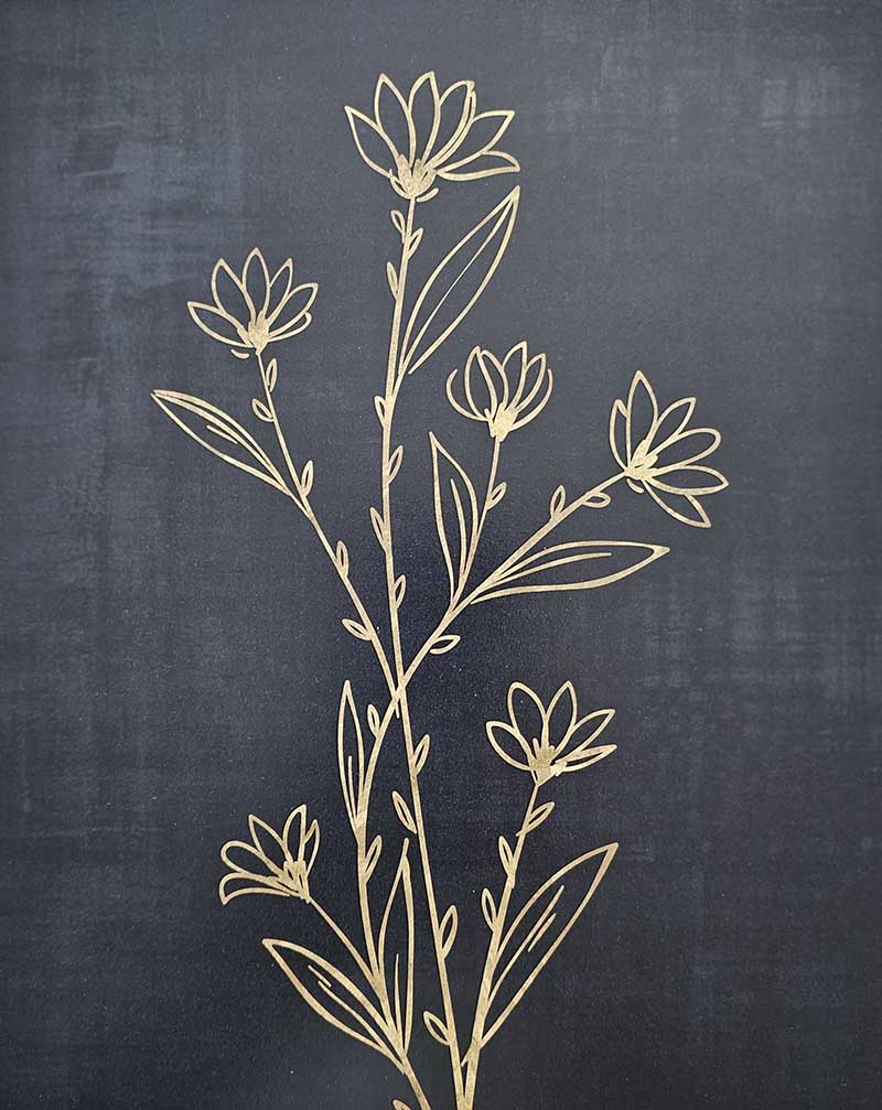 Gold Flower with Dark Navy Backround Art Print