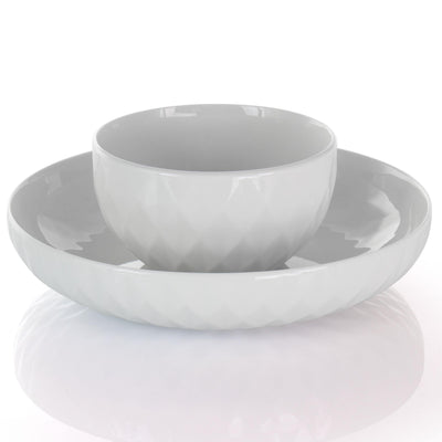 Elama Sienna 18 Piece Stoneware Dinnerware Set in White